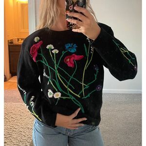 Deadstock Studio Michelle Stuart Hand-Knit Floral Embroidered‎ Sweater
